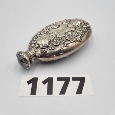 1177 - Sterling Silver Repousse Flask