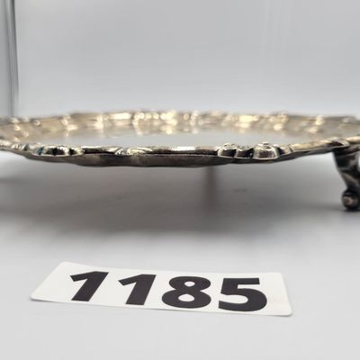 1185 - Sterling Silver Repousse Footed Tray