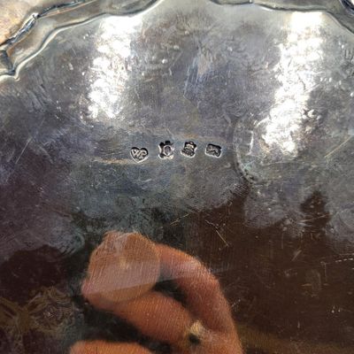 1185 - Sterling Silver Repousse Footed Tray