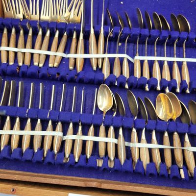 1190 - Thailand Brass and Wood Flatware