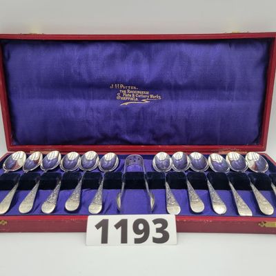 1193 - J.H. Potter Set of 12 Sterling Silver Demitasse Spoons