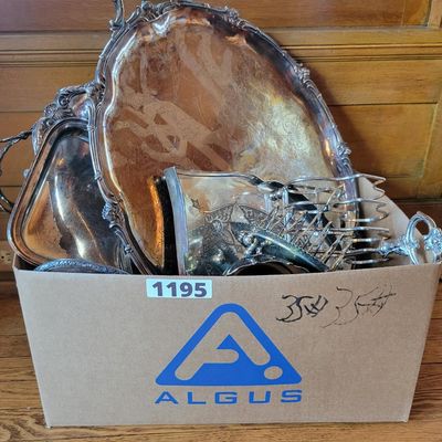 1195 - Misc. Box Of Silver Plate