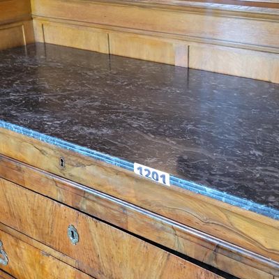 1201 - Charles X Walnut Commode w/ Marble Top