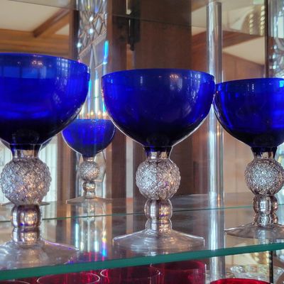 1203 - 13 Piece Ruby / Cobalt Stemware Glasses