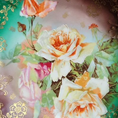 1211 - Hand Painted Bavarian Plate + Wedgewood