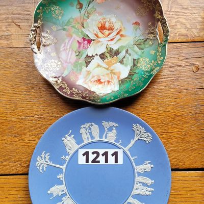 1211 - Hand Painted Bavarian Plate + Wedgewood