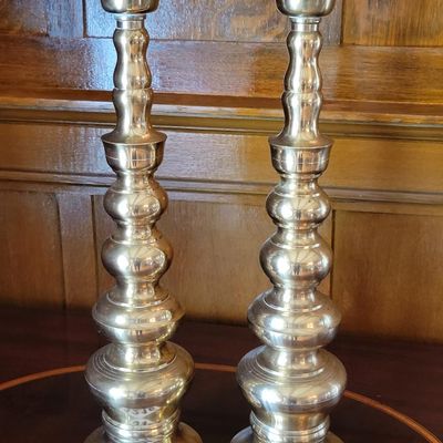 1216 - Pair of Brass Candle Sticks