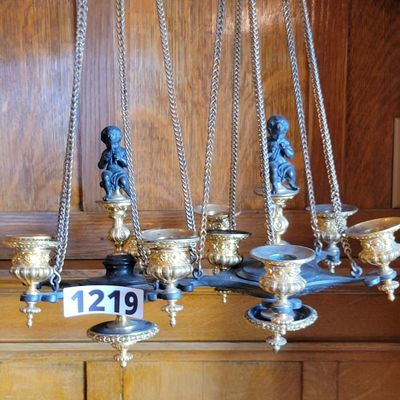 1219 - Pair of Hanging Cherub Candelabras