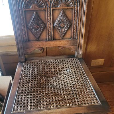 1224 - Oak Edwardian Style Refractory Table and 10 Chairs