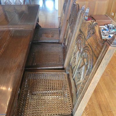 1224 - Oak Edwardian Style Refractory Table and 10 Chairs