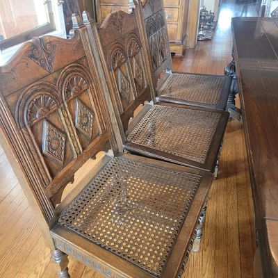 1224 - Oak Edwardian Style Refractory Table and 10 Chairs