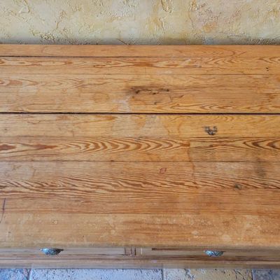 1244 - Antique Pine Kitchen Work Counter w 4 Drawers and Cutting Board