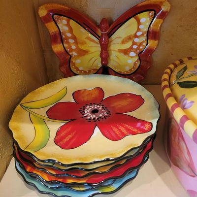 1248 - Contents of 3 Shelves Dishes, Teapots and Decor
