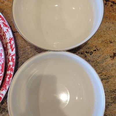 1249 - Lot of 4 Red Sponge Enamelware