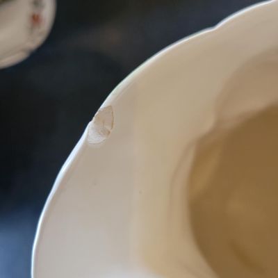 1257 - Italian Cabbage Leaf Pitcher + 2 Other Chipped Pieces