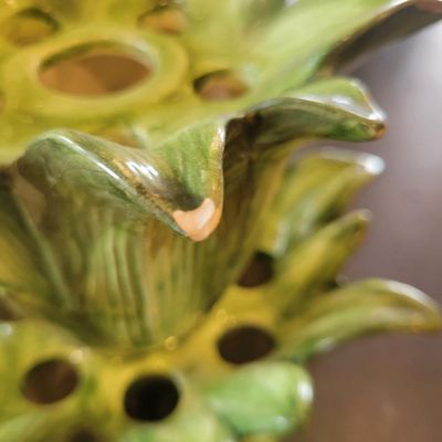 1257 - Italian Cabbage Leaf Pitcher + 2 Other Chipped Pieces