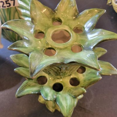 1257 - Italian Cabbage Leaf Pitcher + 2 Other Chipped Pieces