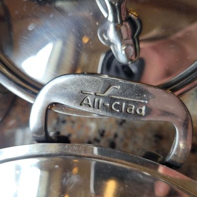1279 - Large Lot of All Clad Pots and Pans + Lids