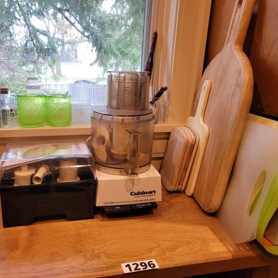 1296 - Cuisinart Food Processor / Cutting Boards / Windowsill of Glass
