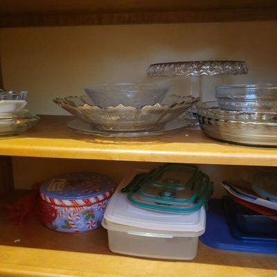 1297 - 3 Lower Shelves of Misc. Kitchenware