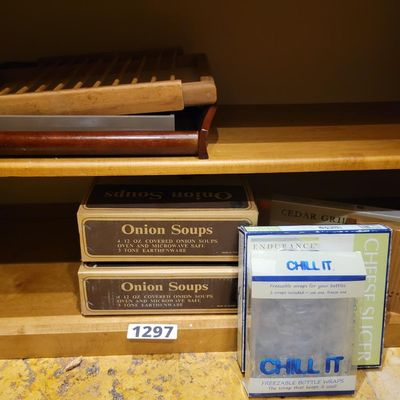 1297 - 3 Lower Shelves of Misc. Kitchenware