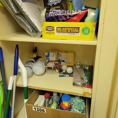 1306 - 4 + Shelves of Swiffer's and Cleaning