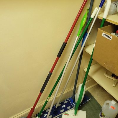 1306 - 4 + Shelves of Swiffer's and Cleaning