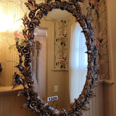 1309 - Oval Molded Gold Gilt Beveled Mirror