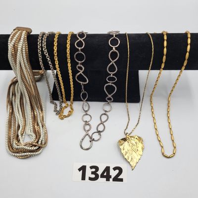 1342 - Chain Necklases and Napier Leaf Pendant