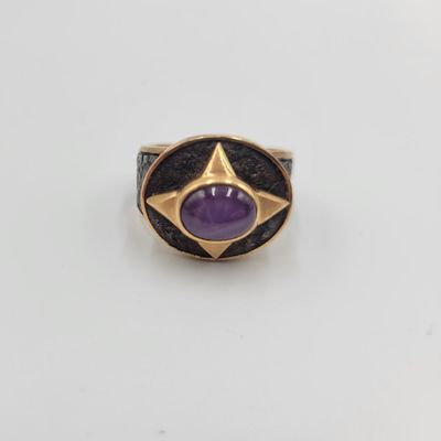 1355 - 18k Gold and Cabochon Cut Star Ruby Ring Sz. 11