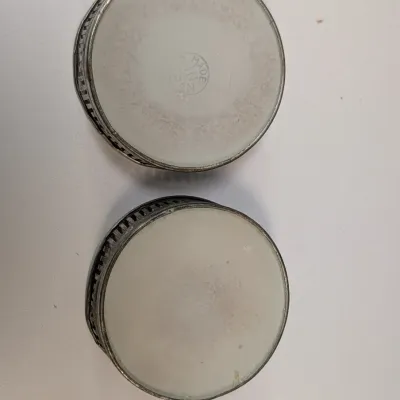 Vintage Coasters w/ Floral Design & Tin Rim Made In Japan