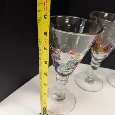 Hand Made Global Amici 8 3/8" "Fresh" Multi Color Fused Tile Stemmed Glass Goblets