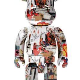 BE@RBRICK figure by Medicom Toy featuring Jean-Michel Basquiat artwork, shown in excellent condition.