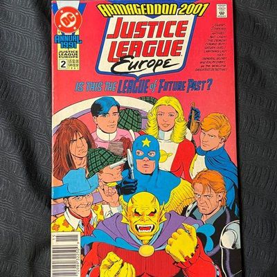 DC Comics Justice League Europe Annual #2 comic book from 1991, part of the Armageddon 2001 storyline.