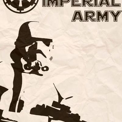 Star Wars "Join the Imperial Army" propaganda-style art print on aged, crinkled paper.