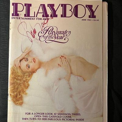 June 1982 issue of Playboy magazine featuring Playmate of the Year Shannon Tweed, signed on the cover.
