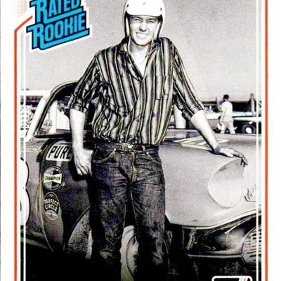 Sale Photo Thumbnail #32: Donruss "Retro Rated Rookie" trading card featuring Richard Petty, depicting him leaning against his race car in a helmet.