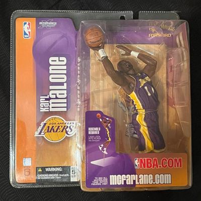 McFarlane Toys Karl Malone Los Angeles Lakers action figure, Series 6, in its original unopened blister pack.