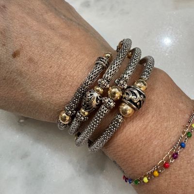 Very Pretty Silver and Gold Tone Coil Bracelet K4