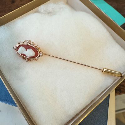 Beautiful Avon Cameo Scarf Pin GR