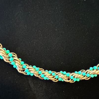 Beautiful Avon Blue Beads and Gold Tone Necklace GR