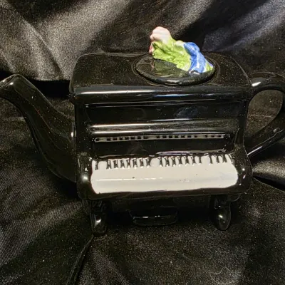 Vintage Black Piano Novelty Teapot Ceramic Music Lover Tea Pot Decor