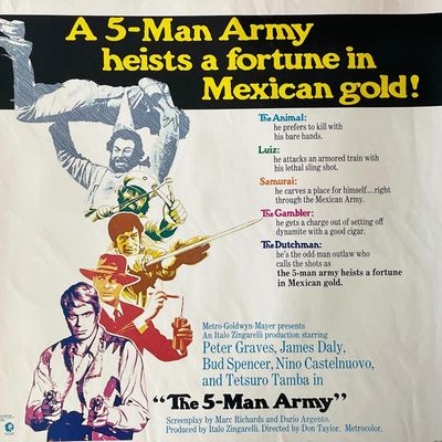 The Five Man Army 1969 1/2 sheet vintage movie poster