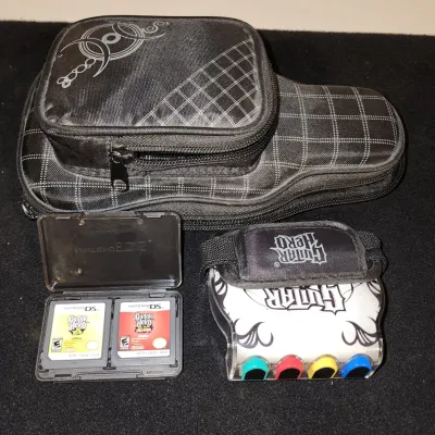 Nintendo DS Guitar Hero On Tour Hand Held Guitar Grip Controller & On Tour Decades Games plus Guitar Carrying Case