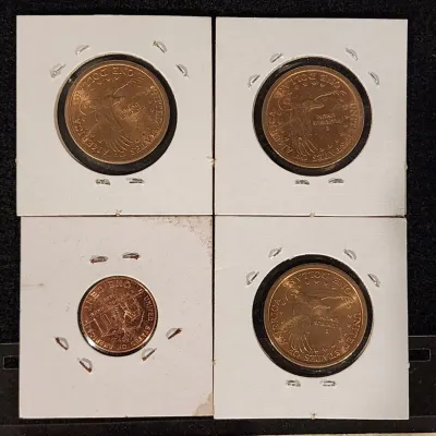 2000 D Sacagawea Dollar & Penny Set From US Mint Coin Roll Brilliant Uncirculated & $1 $2 Rare Bills