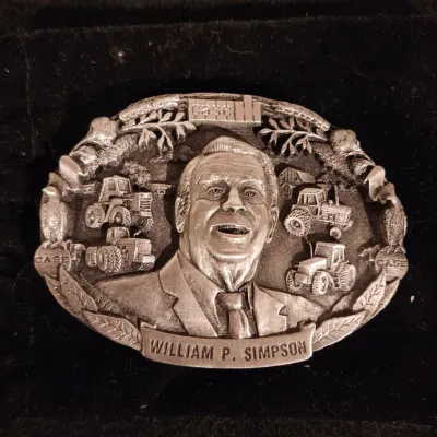 Vintage 1980's Case IH Tractors & William Simpson Retirement Special Edition Collectible Pewter Belt Buckle 1988 CIH Steiger...
