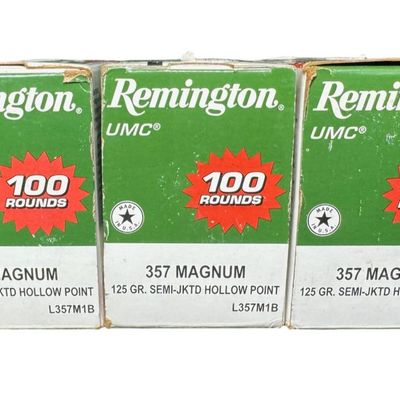 Sale Photo Thumbnail #9: Includes three unopened boxes of 125 grain semi-automatic hollow point ammo. Each box contains 100 rounds. Total of 300 rounds. Pre-auction estimate: $100-$200. **NO SHIPPING ON AMMUNITION.** [RS]