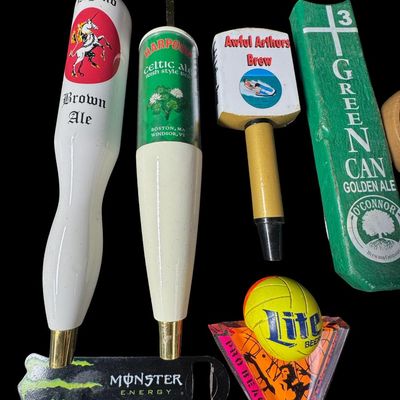 Sale Photo Thumbnail #22: This includes nine vintage beer tap handles, and one Monster bottle opener. Brands include Harpoon, Starr Hill, Miller Lite, and more. [MI]