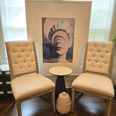Sale Photo Thumbnail #62: Large photo art framed 
pair of Bernhardt chairs