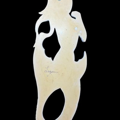 Sale Photo Thumbnail #203: This resin wall sculpture is painted white. There are some minor areas of paint loss throughout. Measurement: 32”L x 11.5”W. [AG]